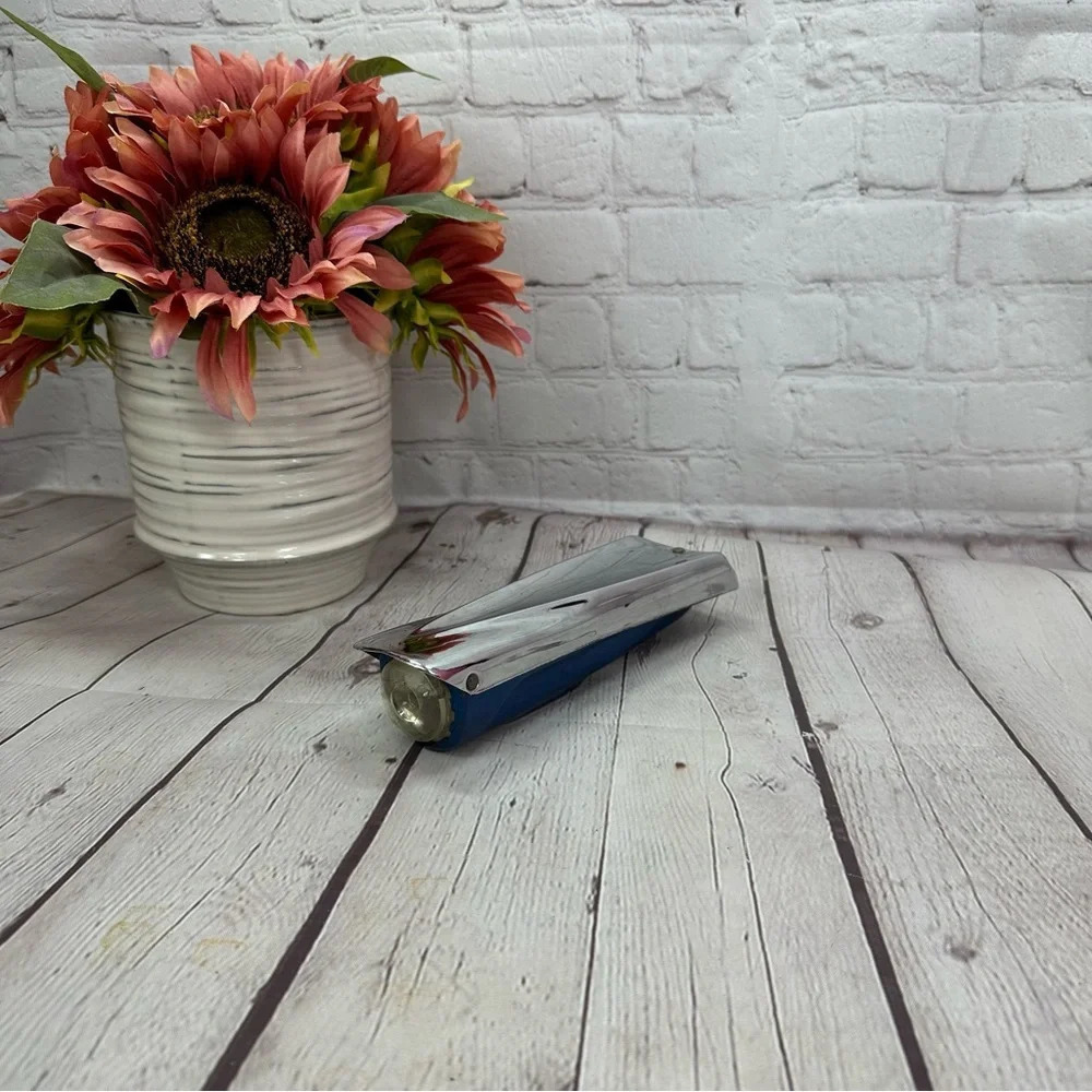 vintage blue silver bike head light fender head schwinn balloon bike works